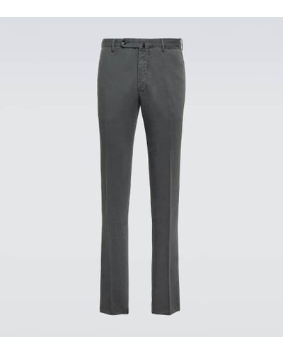 Incotex Cotton And Linen Straight Pants - Gray