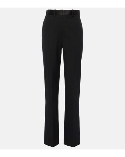 Victoria Beckham High-rise Wool-blend Straight Trousers - Black