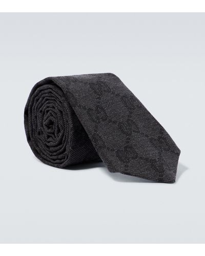 Gucci GG Wool Jacquard Tie - Black