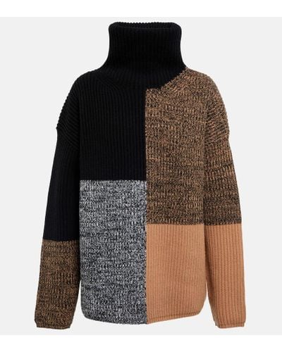 JOSEPH Jersey de lana en patchwork - Negro