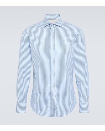 Brunello Cucinelli Striped Cotton-blend Shirt - Blue