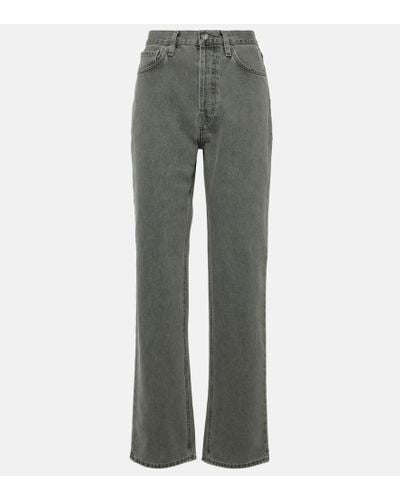 Totême High-Rise Straight Jeans - Grau