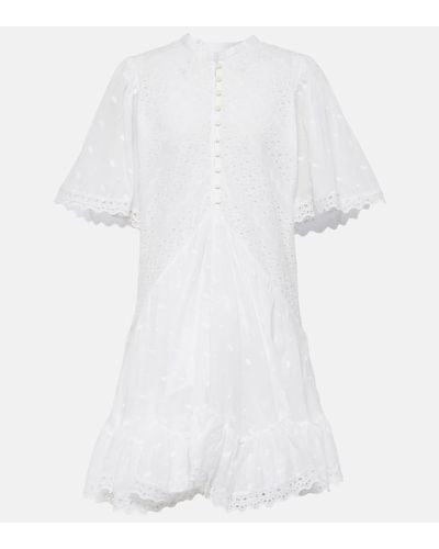 Isabel Marant Besticktes Minikleid Slayae aus Baumwolle - Weiß