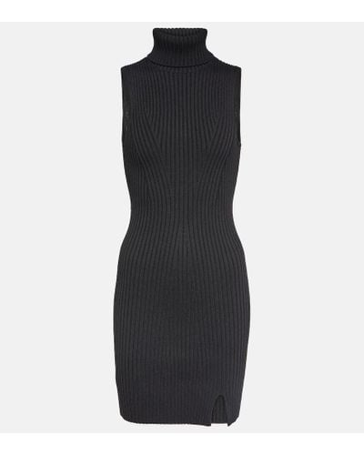 STAUD Callum Ribbed-knit Turtleneck Minidress - Black