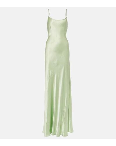 Victoria Beckham Satin Slip Dress - Green