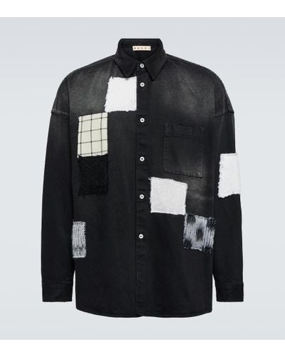 Marni Camisa de algodon con patchwork - Negro