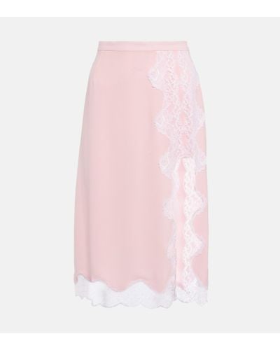 Christopher Kane Lace-trimmed High-rise Split Midi Skirt - Pink