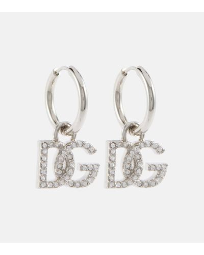 Dolce & Gabbana Pendientes colgantes DG adornados - Blanco