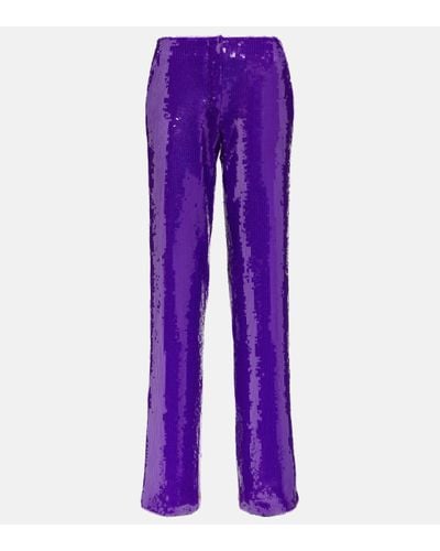 LAQUAN SMITH Sequined Wide-leg Trousers - Purple