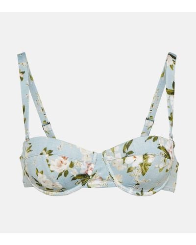 Erdem Top de bikini Chun floral - Azul