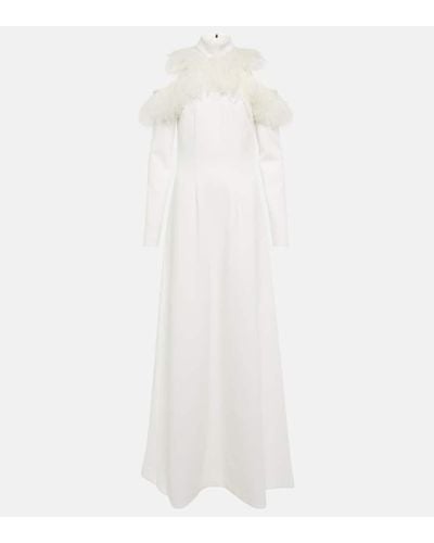 Christopher Kane Bridal Robe aus Crepe mit Federn - Weiß