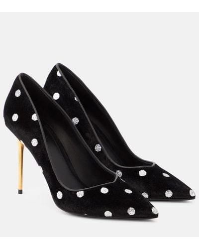 Balmain Polka Dot Velvet Pumps - Black