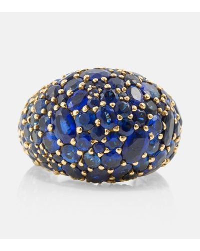 Octavia Elizabeth Ring Azzurra Dome aus 18kt Gelbgold mit Saphiren - Blau