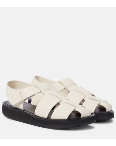 The Row Fisherman Leather Sandals - White