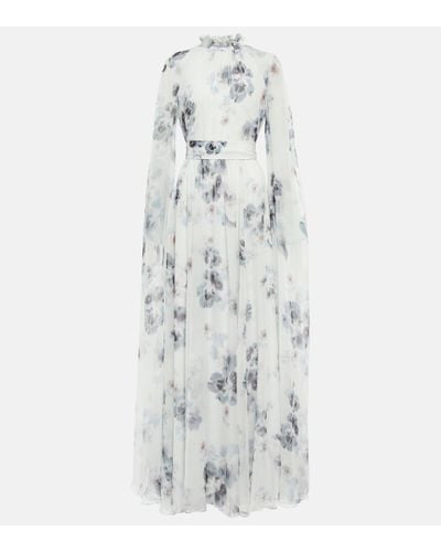 Erdem Macie Floral Silk Gown - White
