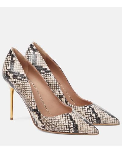 Balmain Ruby Python-effect Leather Pumps - Metallic