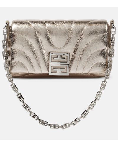 Givenchy 4g Soft Micro Metallic Leather Shoulder Bag - Natural