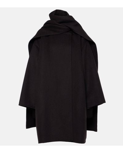 The Row Manteau Meti avec echarpe en cachemire - Noir