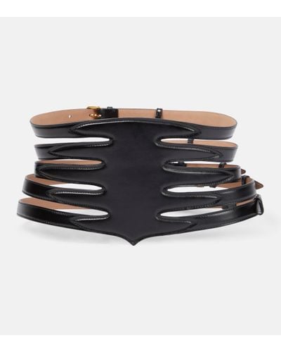 Alaïa Alaia Multi Slim Leather Belt - Black