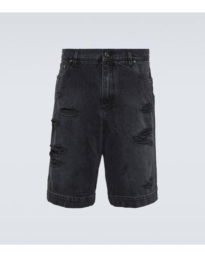 Dolce & Gabbana Distressed Denim Shorts - Grey