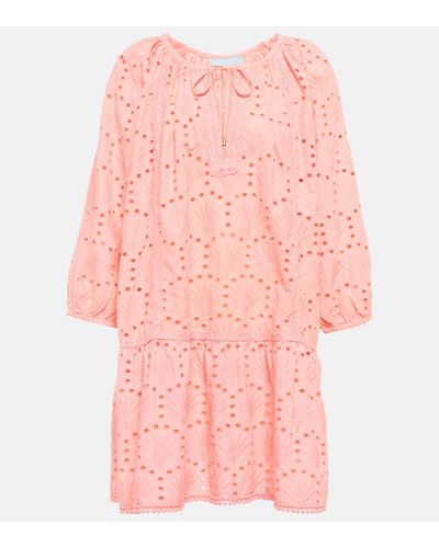 Melissa Odabash Ashley Embroidered Cotton Kaftan - Pink