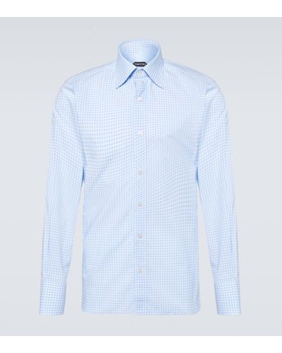 Tom Ford Gingham Cotton Shirt - Blue