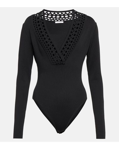 Alaïa Cutout V-neck Bodysuit - Black