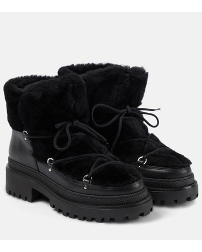 Yves Salomon Shearling Ankle Boots - Black