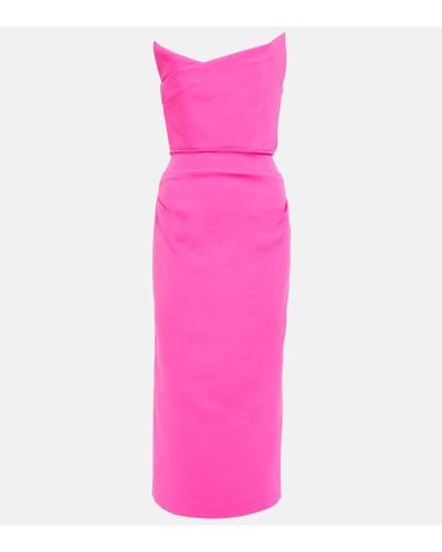 Roland Mouret Silk And Wool Midi Dress - Pink