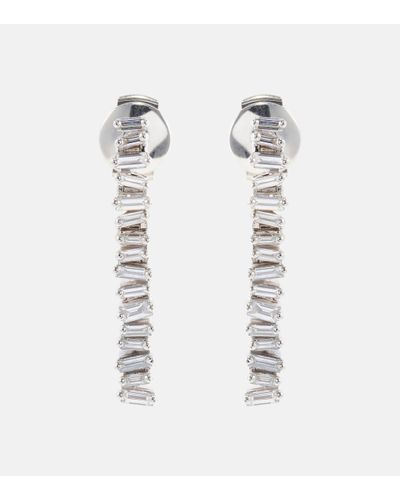 Suzanne Kalan 18kt White Gold Drop Earrings With White Diamonds