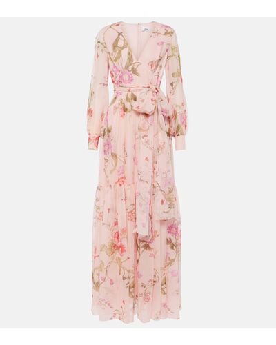 Erdem Robe longue en soie a fleurs - Rose