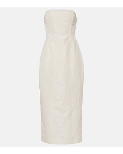 Magda Butrym Strapless Silk Taffeta Midi Dress - White