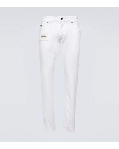 Dolce & Gabbana Black White Printed Skinny Men Denim Jeans
