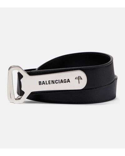 Balenciaga Bottle Opener D-ring Leather Belt - Black