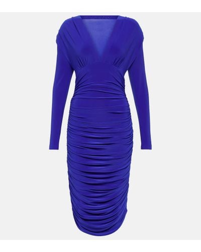 Norma Kamali Ruched Midi Dress - Blue