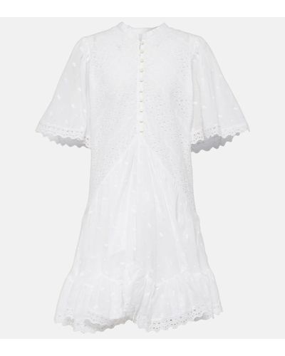 Isabel Marant Besticktes Minikleid Slayae aus Baumwolle - Weiß