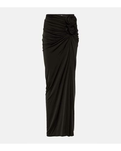 Magda Butrym Floral-applique Gathered Maxi Skirt - Black