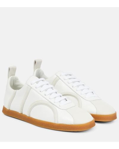 Totême Suede-trimmed Leather Sneakers - White