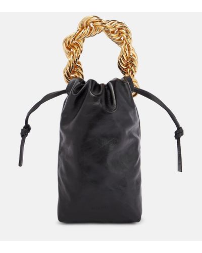 Jil Sander Tote Small aus Leder - Schwarz