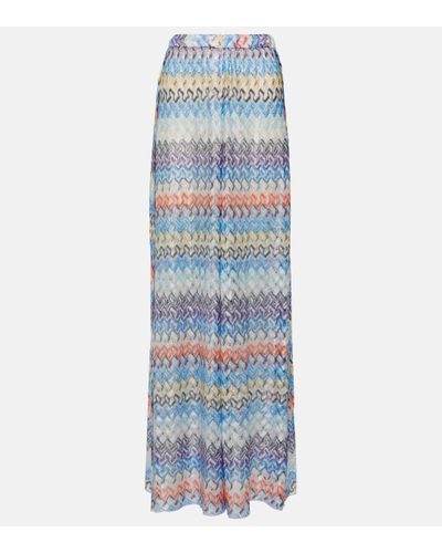 Missoni Zig-zag High-rise Palazzo Trousers - Blue