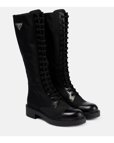 Prada Re-nylon Knee-high Combat Boots - Black