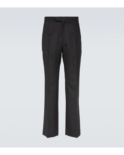 The Row Baird Pinstripe Virgin Wool Straight Pants - Black