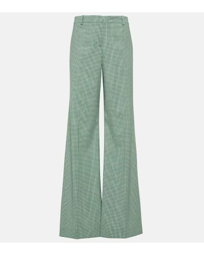 Etro Checked Mid-rise Wide-leg Pants - Green