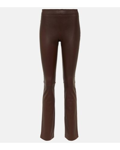 Stouls Leather Bootcut Trousers - Brown