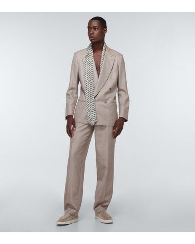 Giorgio Armani Wool, Silk, And Linen Suit - Natural