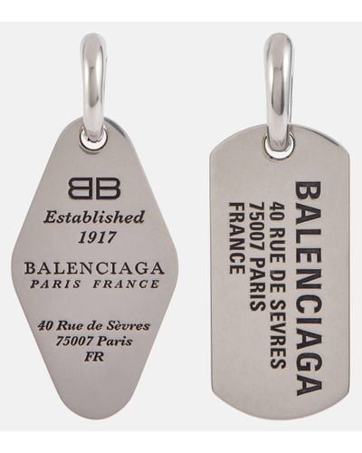 Balenciaga Logo Hoop Earrings - Metallic