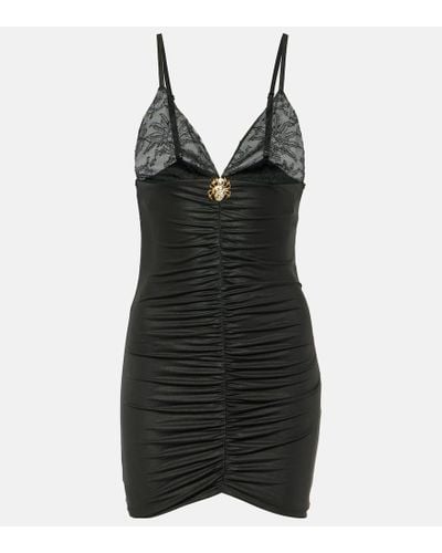 Alessandra Rich Laminated Jersey Minidress - Black