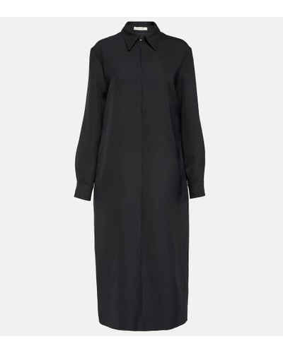 The Row Mable Wool-blend Midi Dress - Black