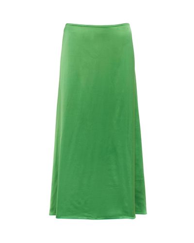 Victoria Beckham Satin Midi Skirt - Green