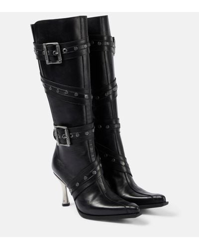 Vetements Belt Leather Knee-high Boots - Black